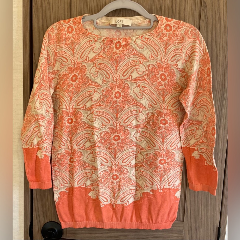 Loft Ann Klein Womens Crew Neck 100% Cotton sweater Size S